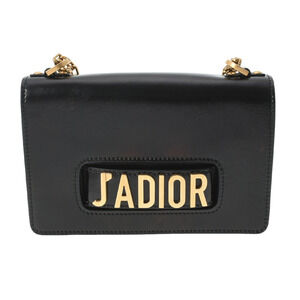 CHRISTIAN DIOR JADIOR Chain Shoulder Bag Black Calfskin